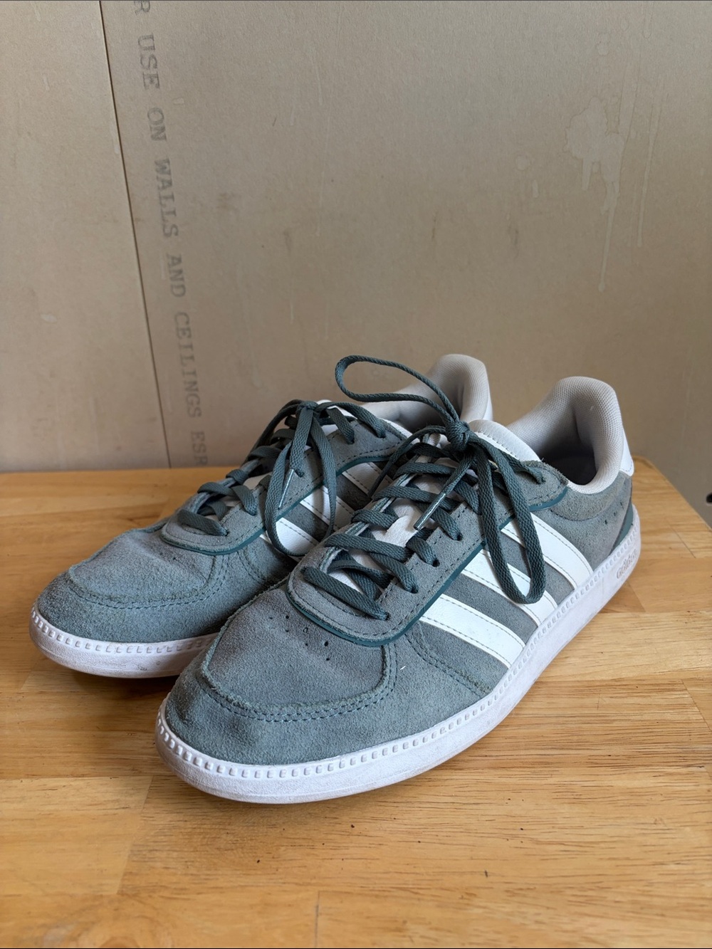 Adidas Gray And White Suede Cloudfoam Sneakers Size 8